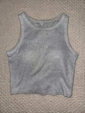 Uniqlo Heather Gray Ribbed Cropped Tank Top